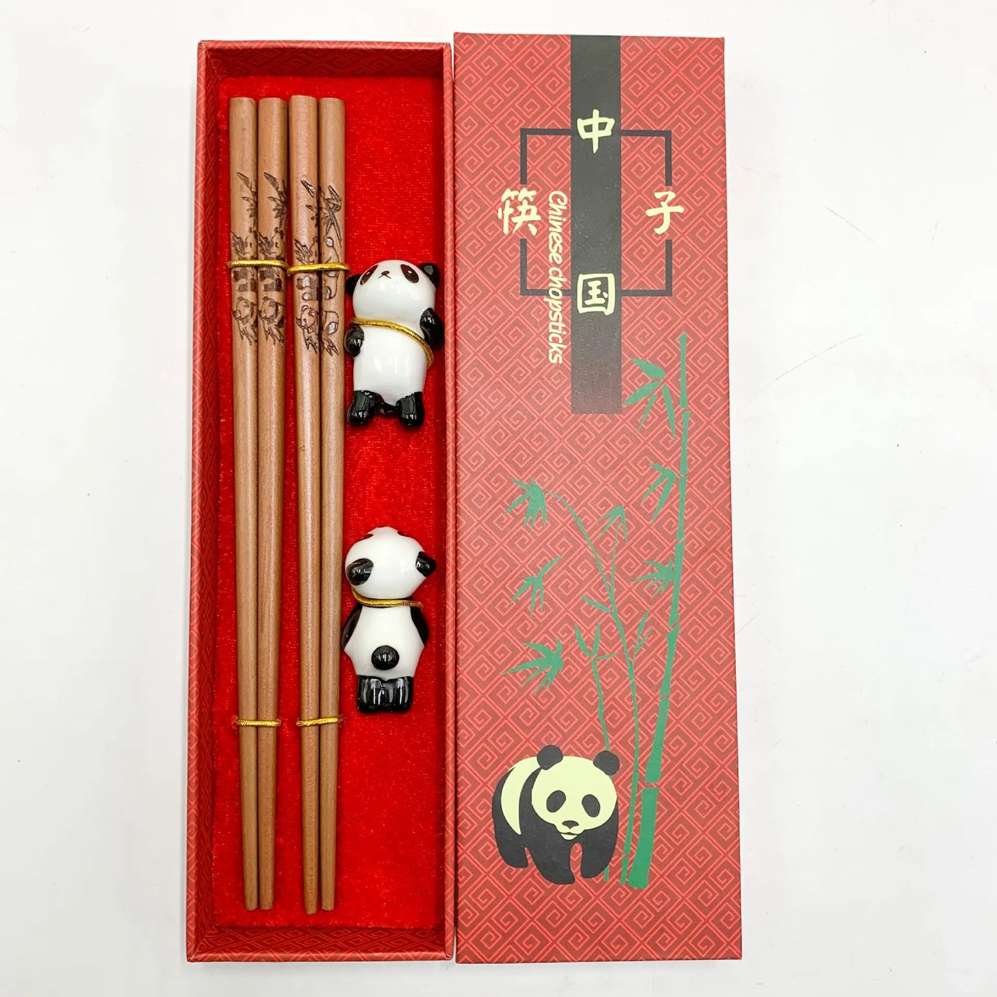 Bamboo chopsticks set, assorted designs – 2 pairs
