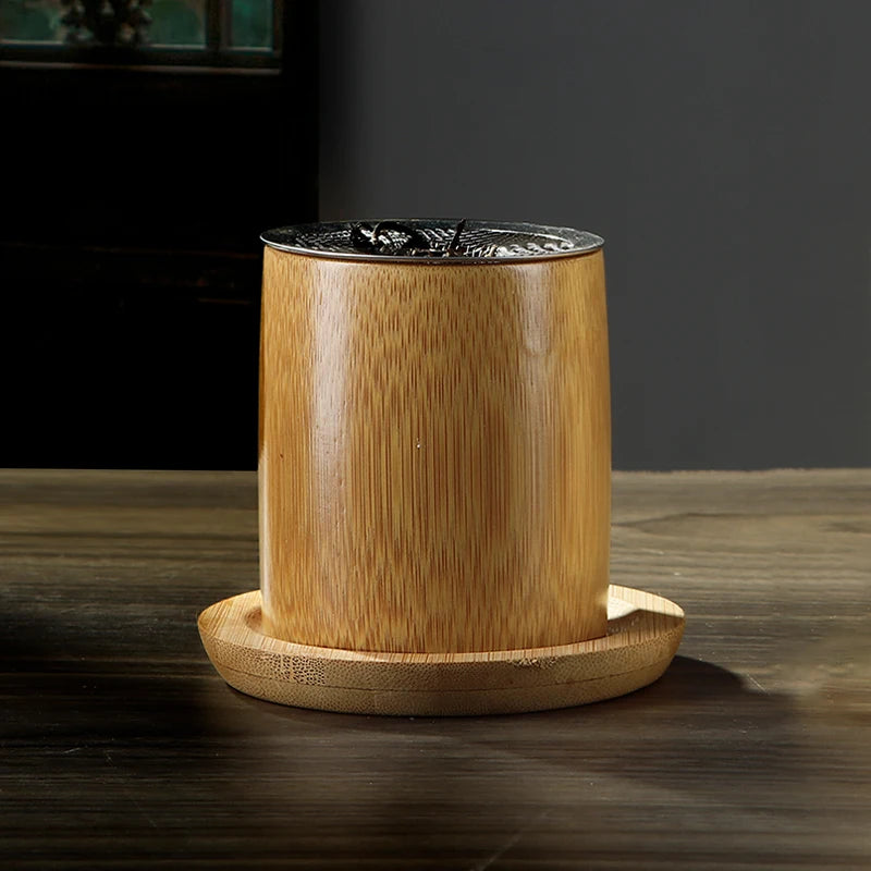 Bamboo candle holder with incense burner for aromatherapy and yoga