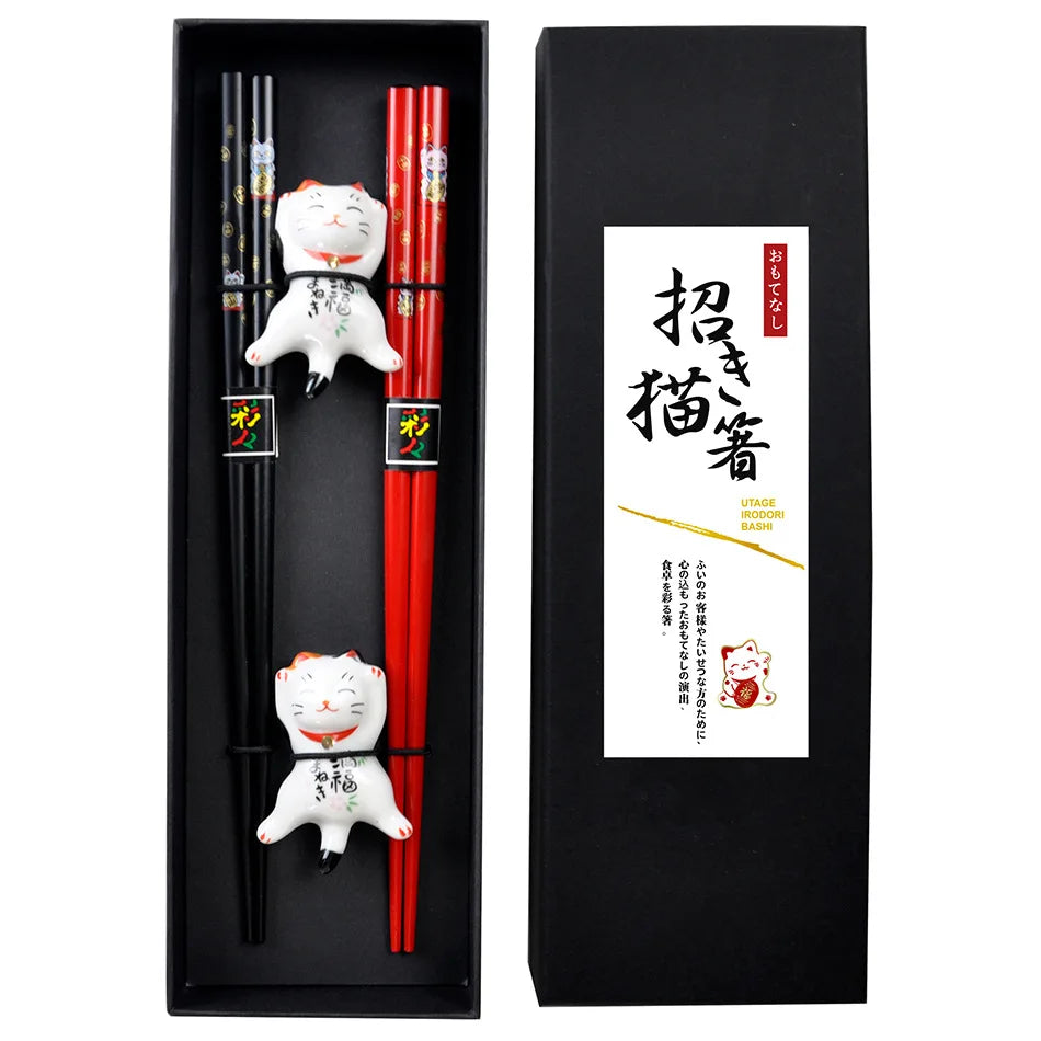 Bamboo chopsticks set, assorted designs – 2 pairs