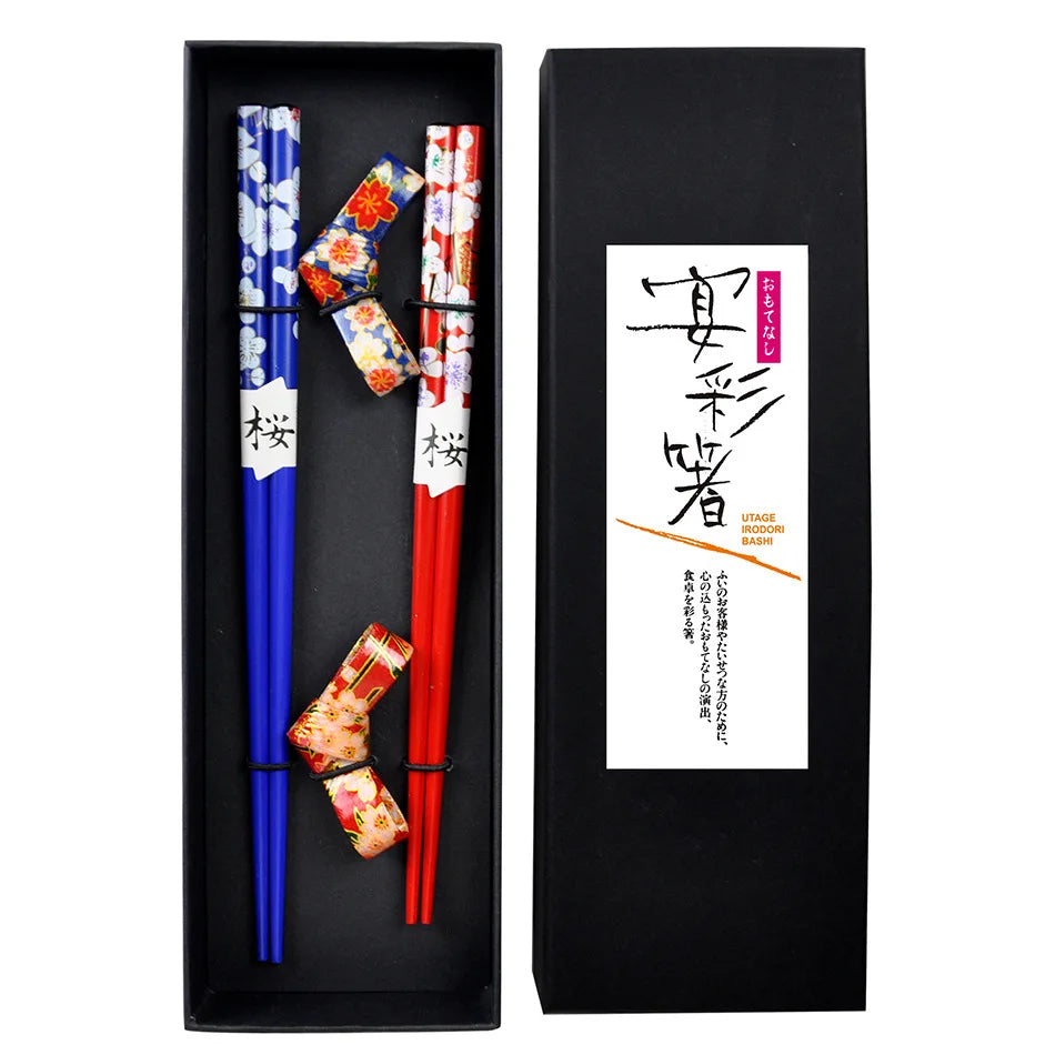Bamboo chopsticks set, assorted designs – 2 pairs