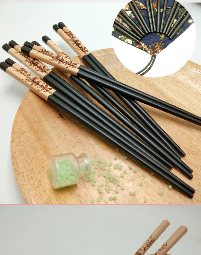 Bamboo chopsticks set, assorted designs – 2 pairs