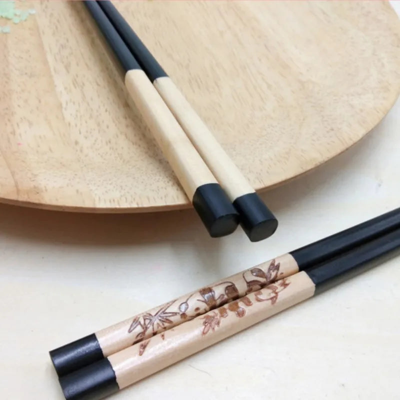 Bamboo chopsticks set, assorted designs – 2 pairs