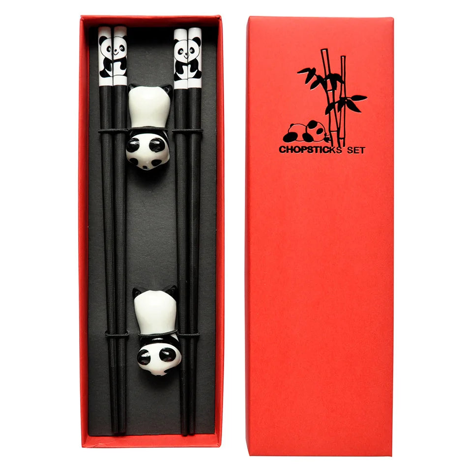 Bamboo chopsticks set, assorted designs – 2 pairs
