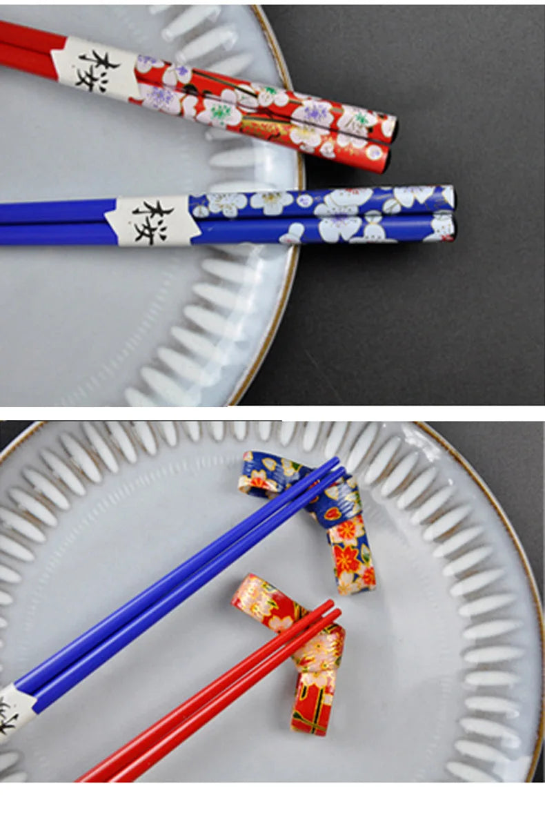 Bamboo chopsticks set, assorted designs – 2 pairs