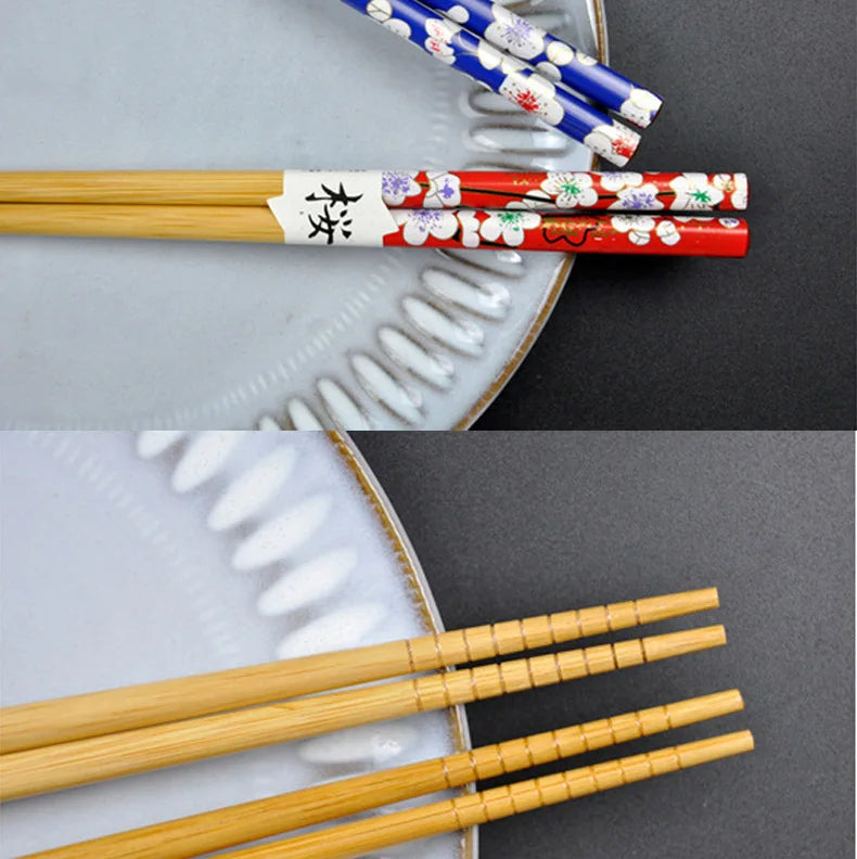 Bamboo chopsticks set, assorted designs – 2 pairs
