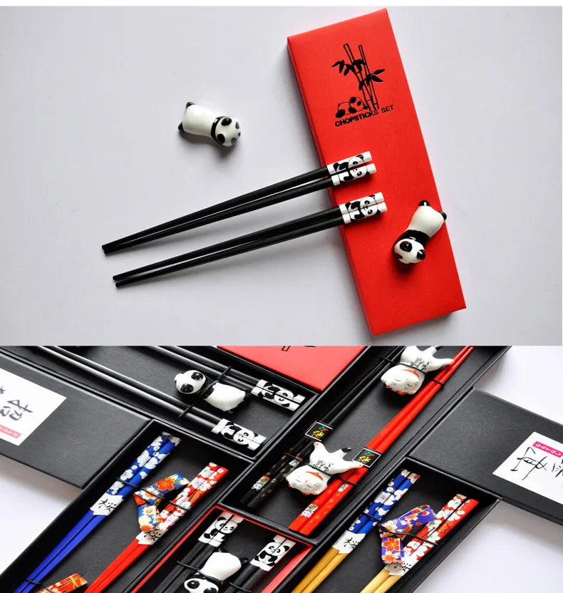 Bamboo chopsticks set, assorted designs – 2 pairs