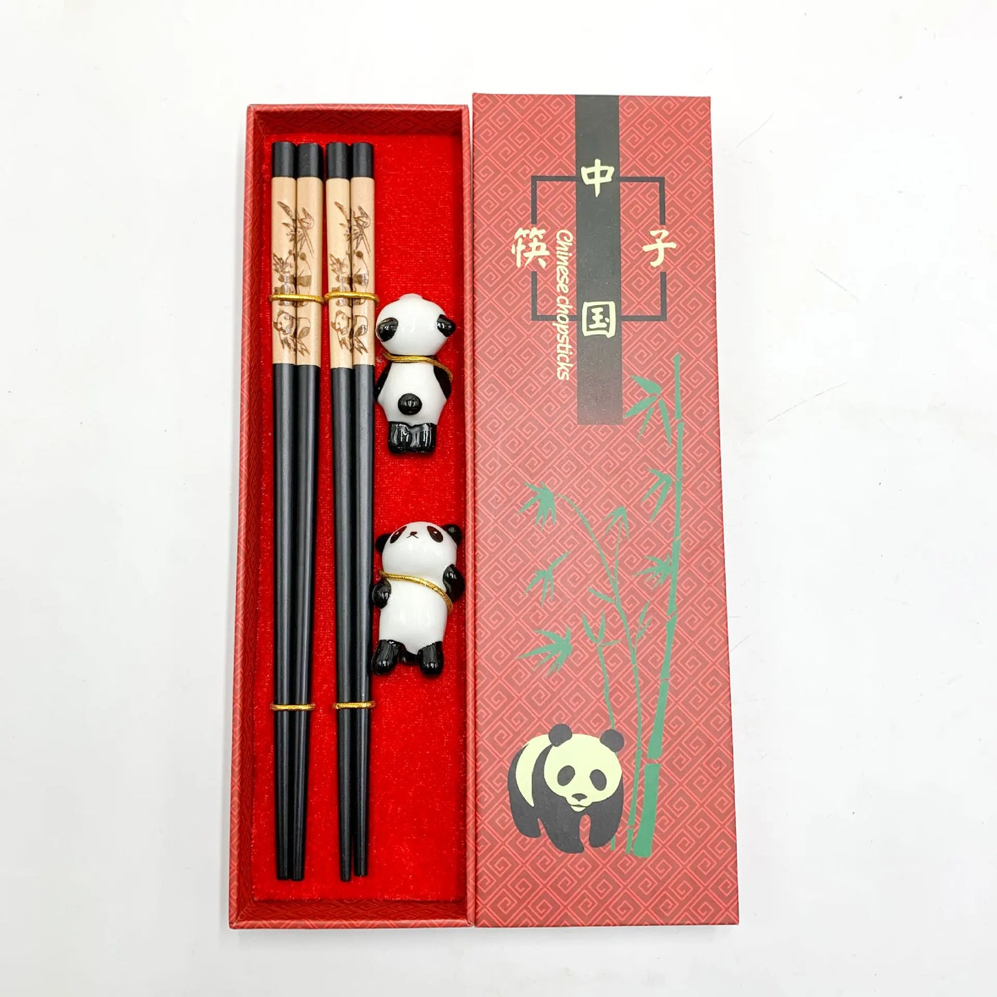 Bamboo chopsticks set, assorted designs – 2 pairs